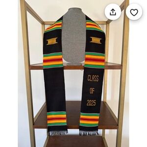 Kente Graduation Stole with Multicolor Strip Customizable